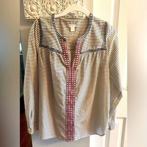 J. Crew Navy and White Striped Top - XS